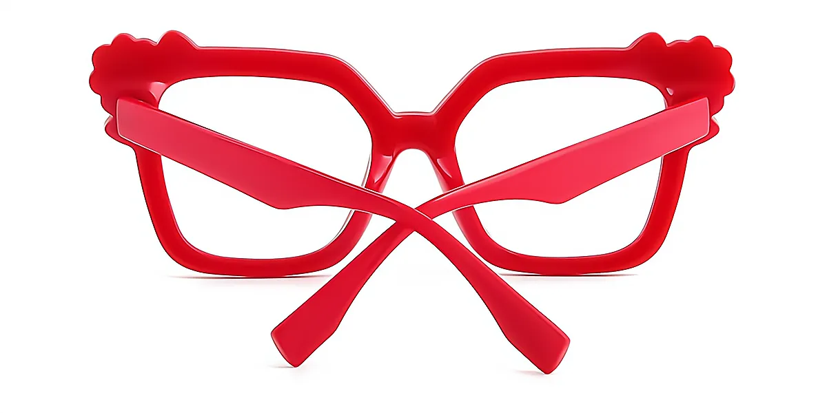 Red Cat Eye Unique Plastic Eyeglasses