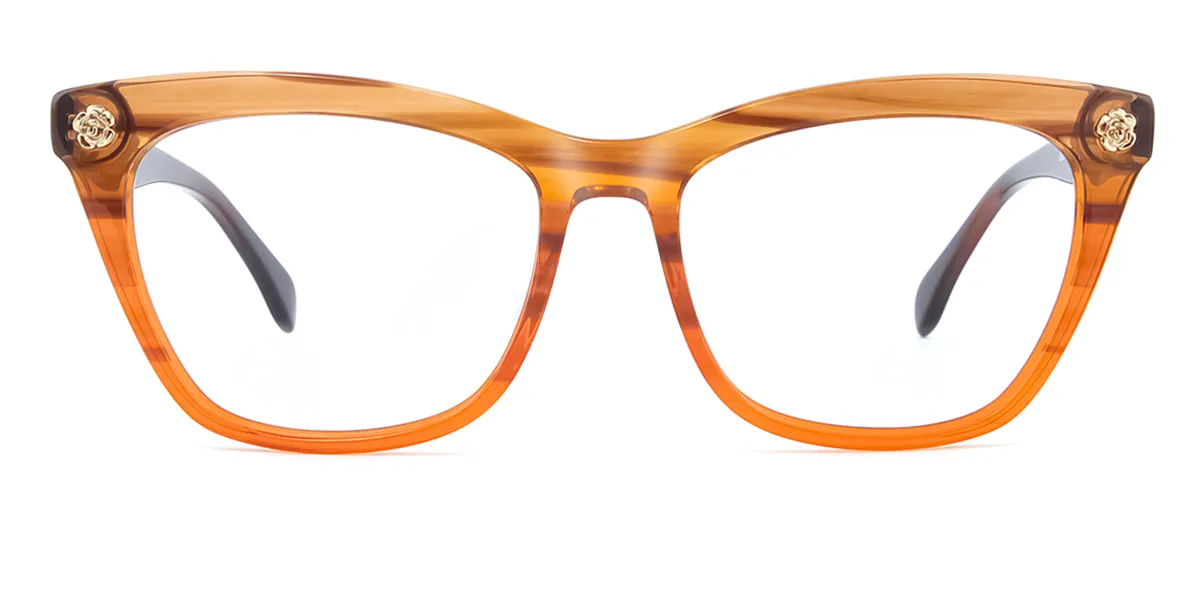 Orange Rectangle Horn Acetate Eyeglasses