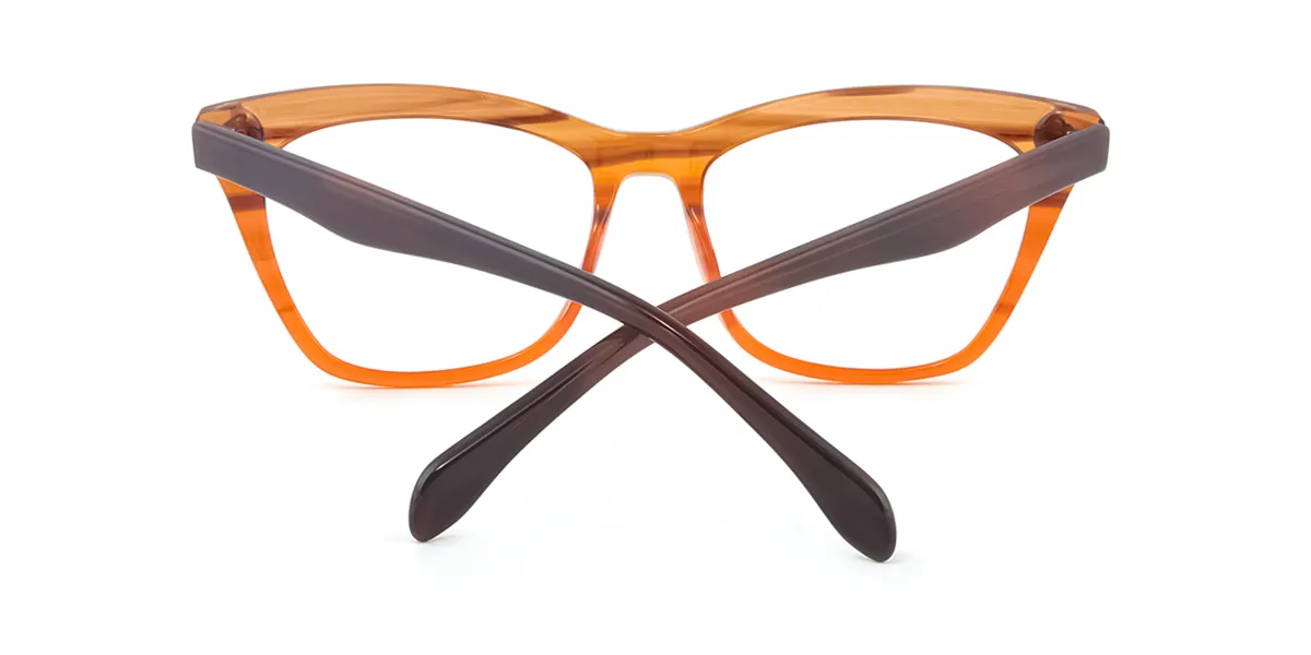 Orange Rectangle Horn Acetate Eyeglasses