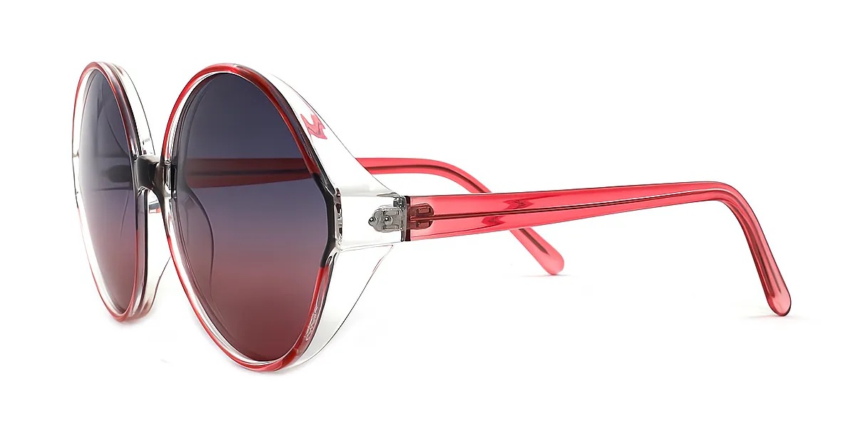 Red Round Modish Plastic Eyeglasses