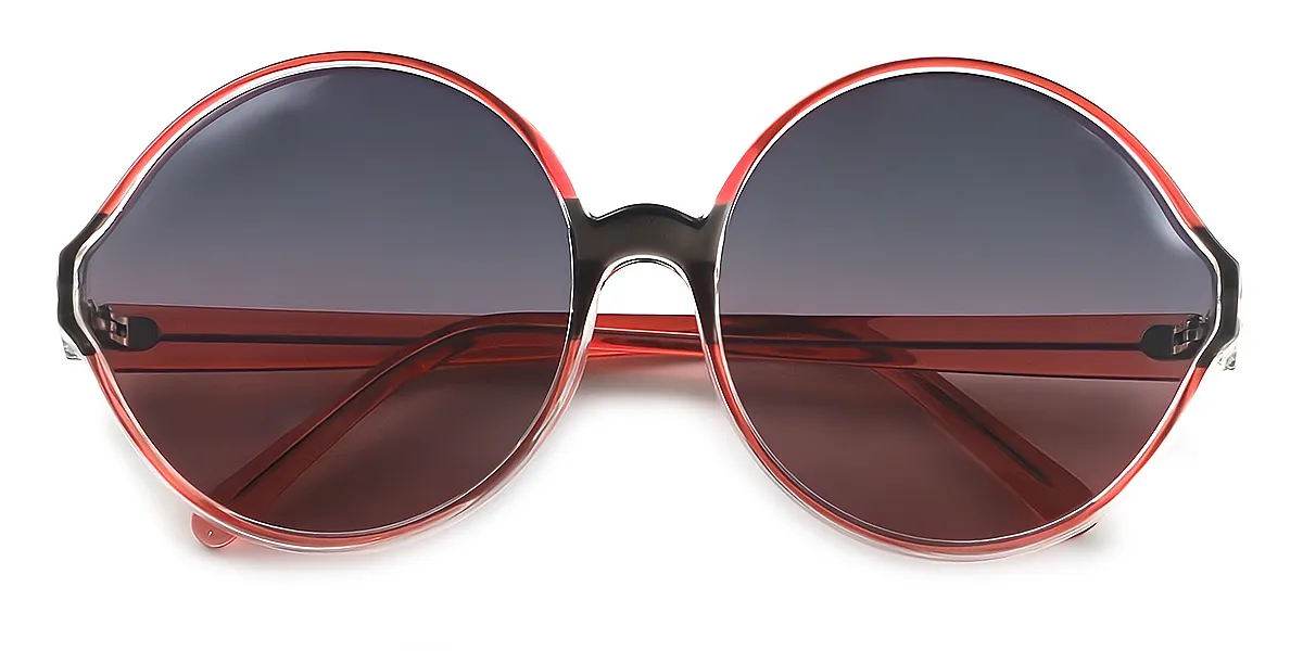 Red Round Modish Plastic Eyeglasses