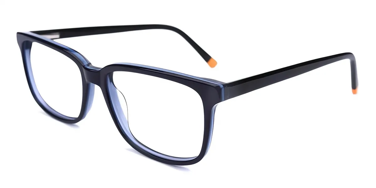 Blue Rectangle Horn Acetate Eyeglasses