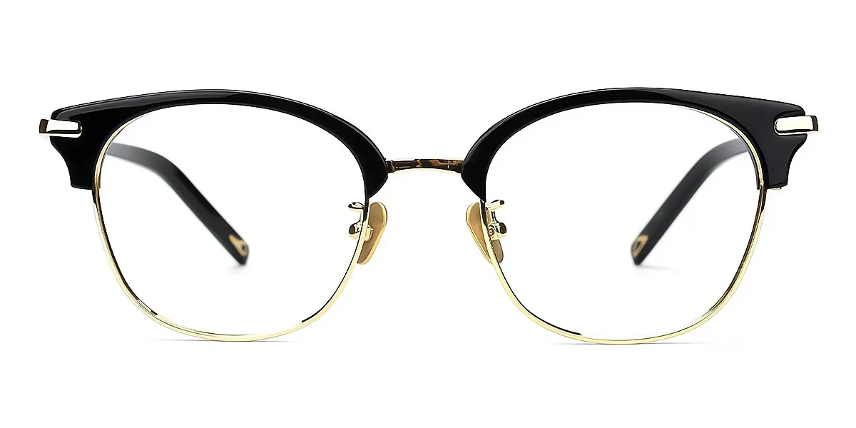 Black Oval Classic Mixed Materials Eyeglasses
