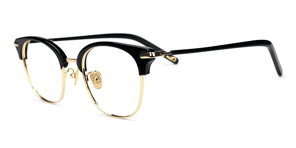 Black Oval Classic Mixed Materials Eyeglasses