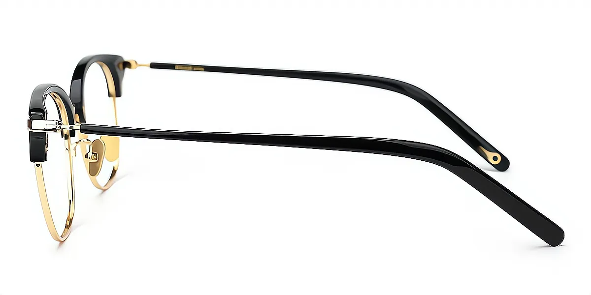 Black Oval Classic Mixed Materials Eyeglasses
