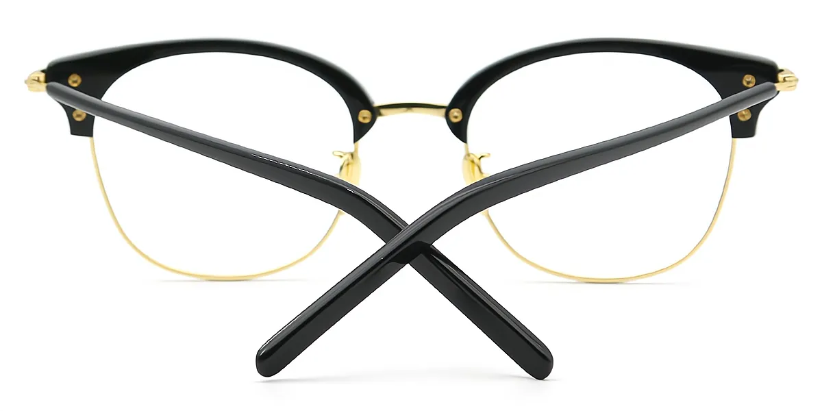 Black Oval Classic Mixed Materials Eyeglasses