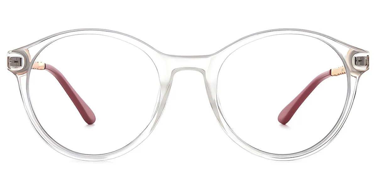 Clear Oval Unique Mixed Materials Eyeglasses