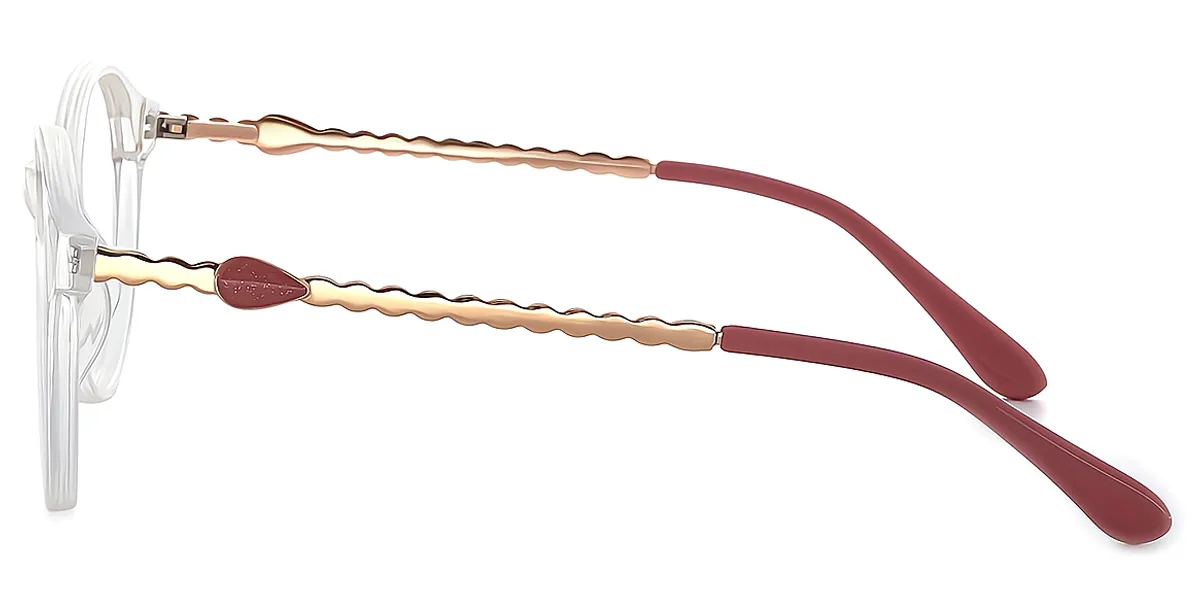 Clear Oval Unique Mixed Materials Eyeglasses