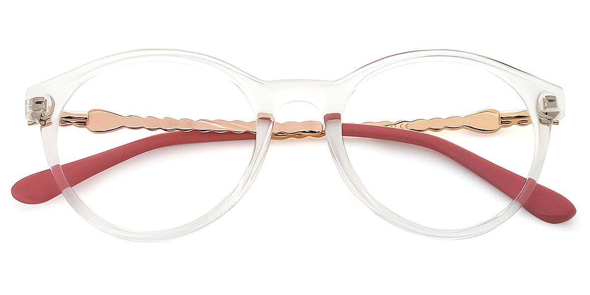 Clear Oval Unique Mixed Materials Eyeglasses