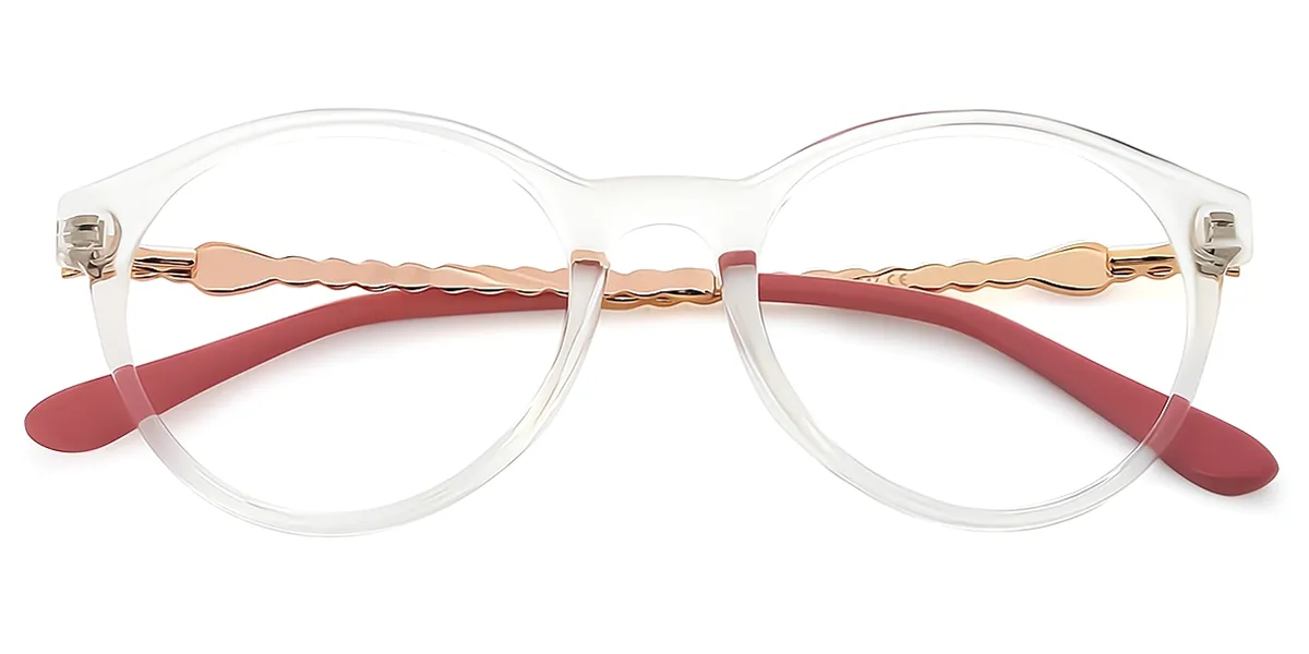 Clear Oval Unique Mixed Materials Eyeglasses