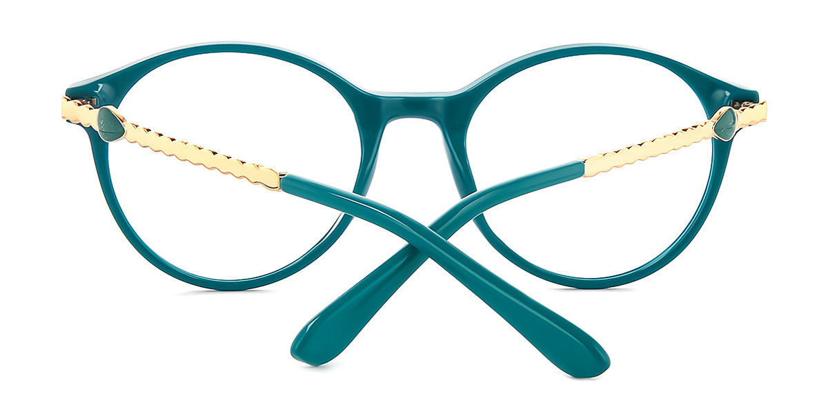 Green Oval Unique Mixed Materials Eyeglasses