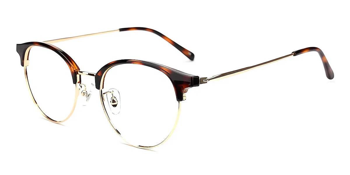Tortoise Oval Classic Metal Eyeglasses
