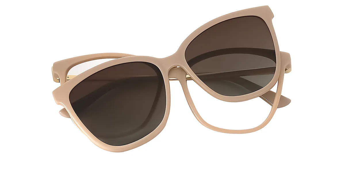 Pink Rectangle Simple Sun-clip TR90 Eyeglasses