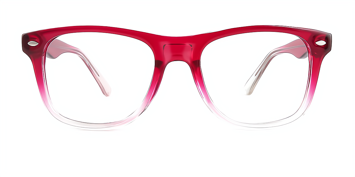 Red Rectangle Modish Plastic Eyeglasses