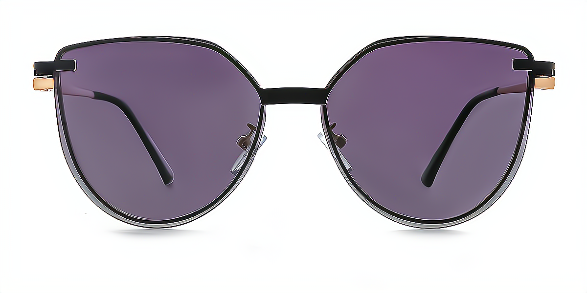 Black Cat Eye Chic Sun-clip Metal Eyeglasses