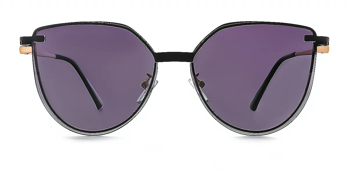 Black Cat Eye Chic Sun-clip Metal Eyeglasses
