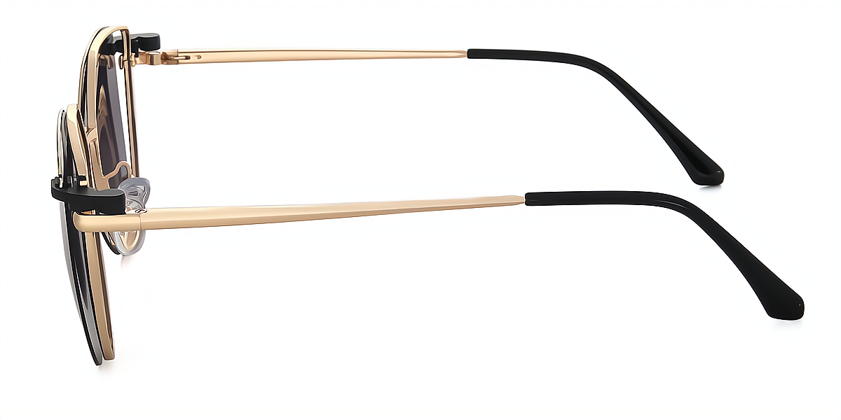 Black Cat Eye Chic Sun-clip Metal Eyeglasses