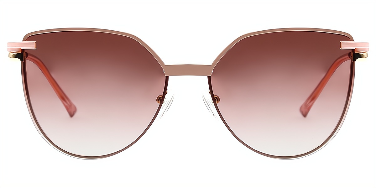 Pink Cat Eye Chic Sun-clip Metal Eyeglasses