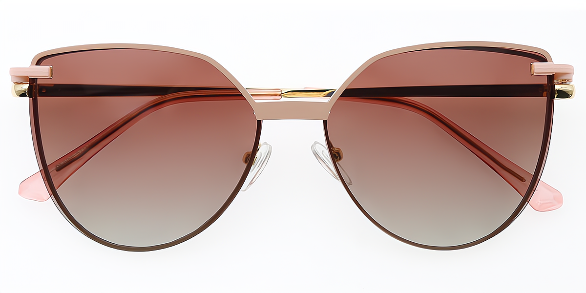Pink Cat Eye Chic Sun-clip Metal Eyeglasses