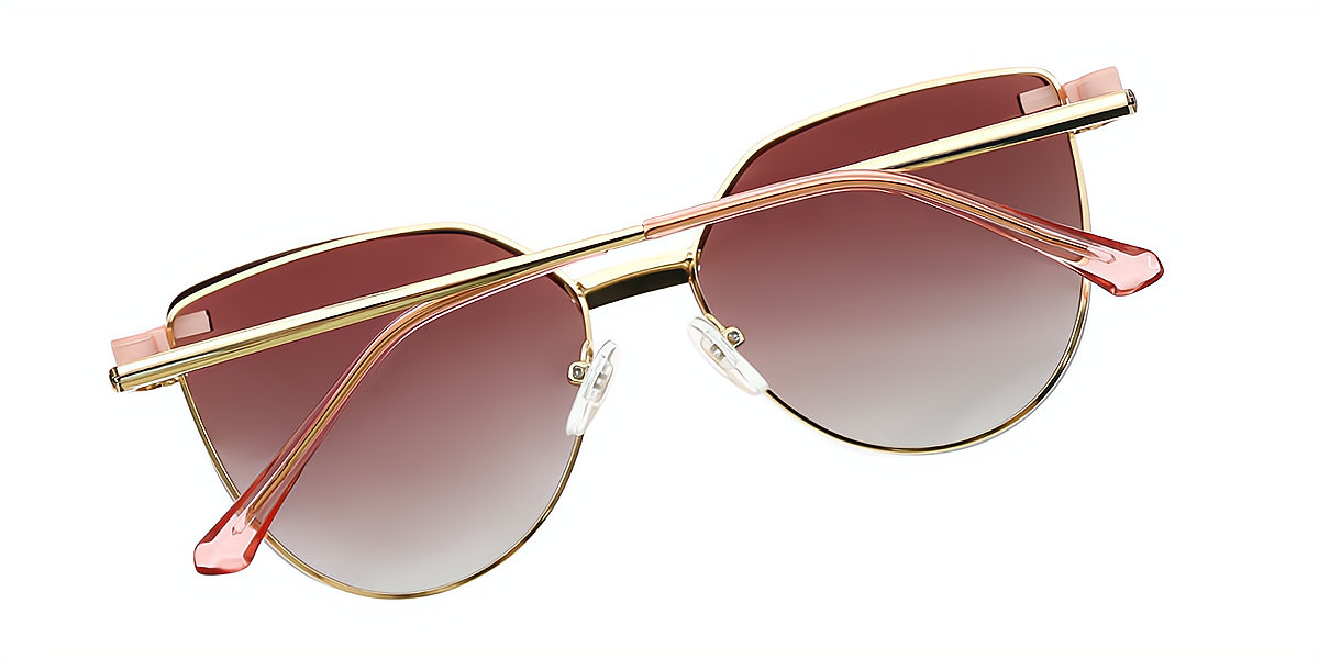 Pink Cat Eye Chic Sun-clip Metal Eyeglasses