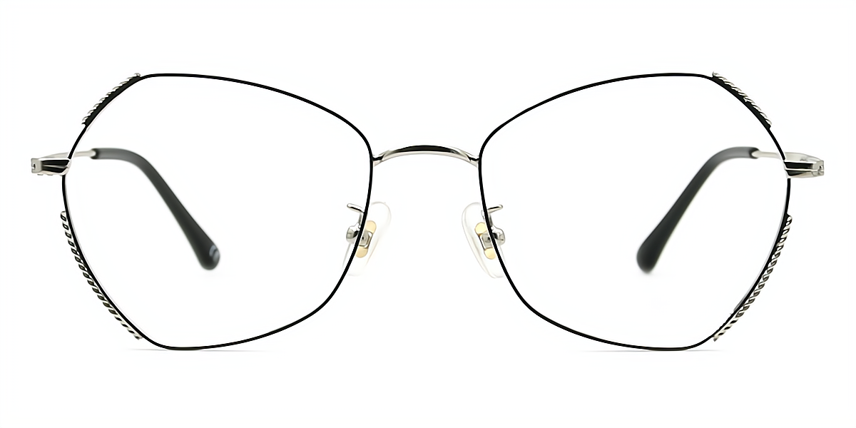 Silver Geometric Sophisticated Lightweight Metal Eyeglasses