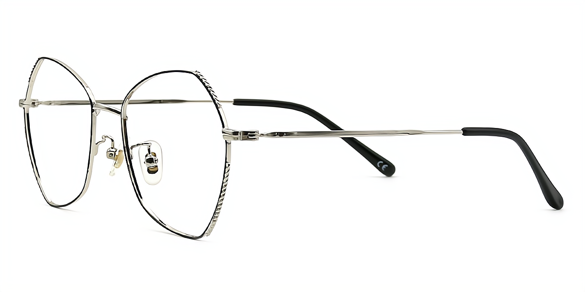 Silver Geometric Sophisticated Lightweight Metal Eyeglasses