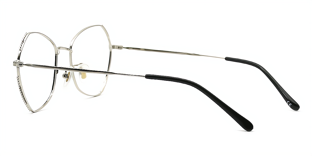 Silver Geometric Sophisticated Lightweight Metal Eyeglasses