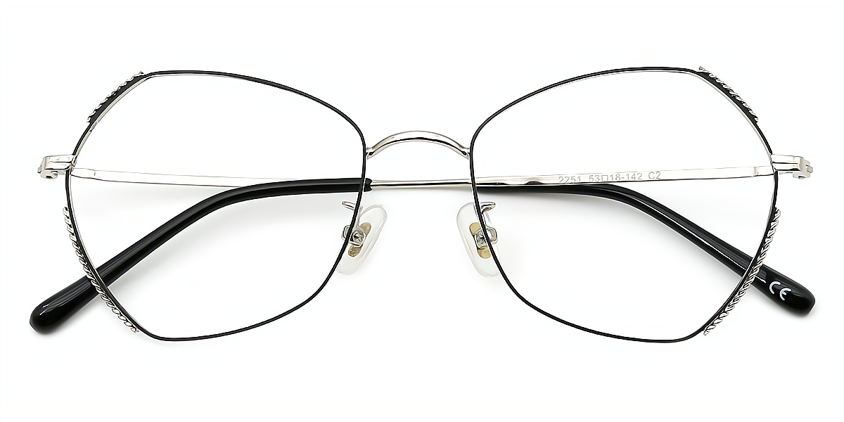 Silver Geometric Sophisticated Lightweight Metal Eyeglasses