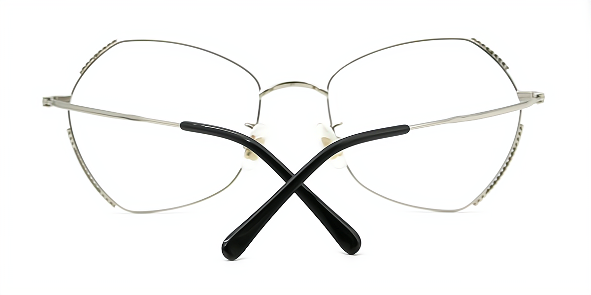Silver Geometric Sophisticated Lightweight Metal Eyeglasses