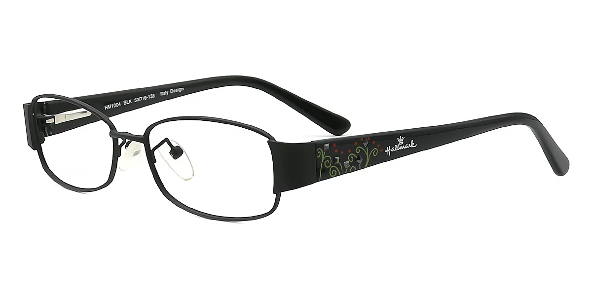 Black Rectangle Retro Metal Eyeglasses