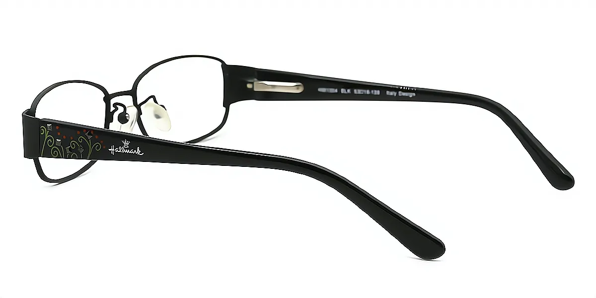 Black Rectangle Retro Metal Eyeglasses