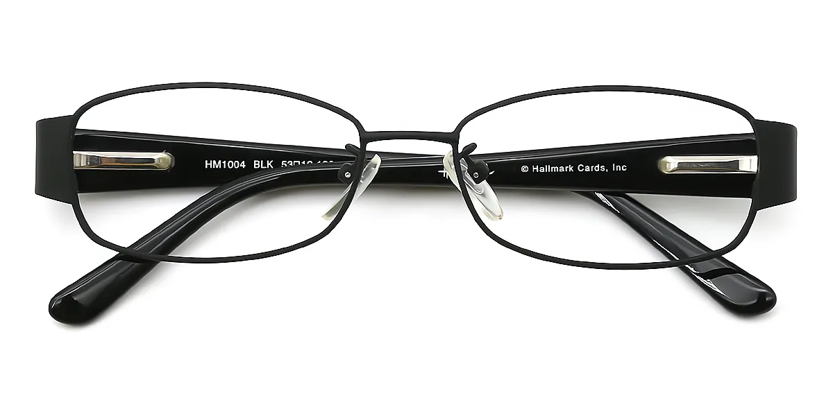 Black Rectangle Retro Metal Eyeglasses