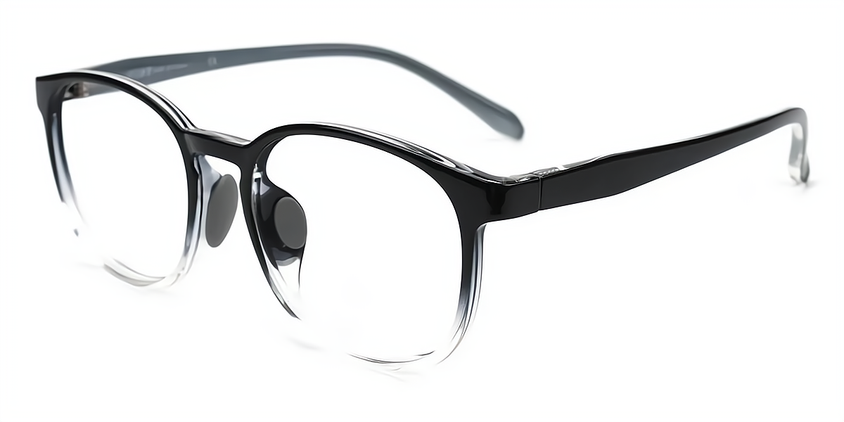 Black-Clear Oval Modish Lightweight TR90 Eyeglasses