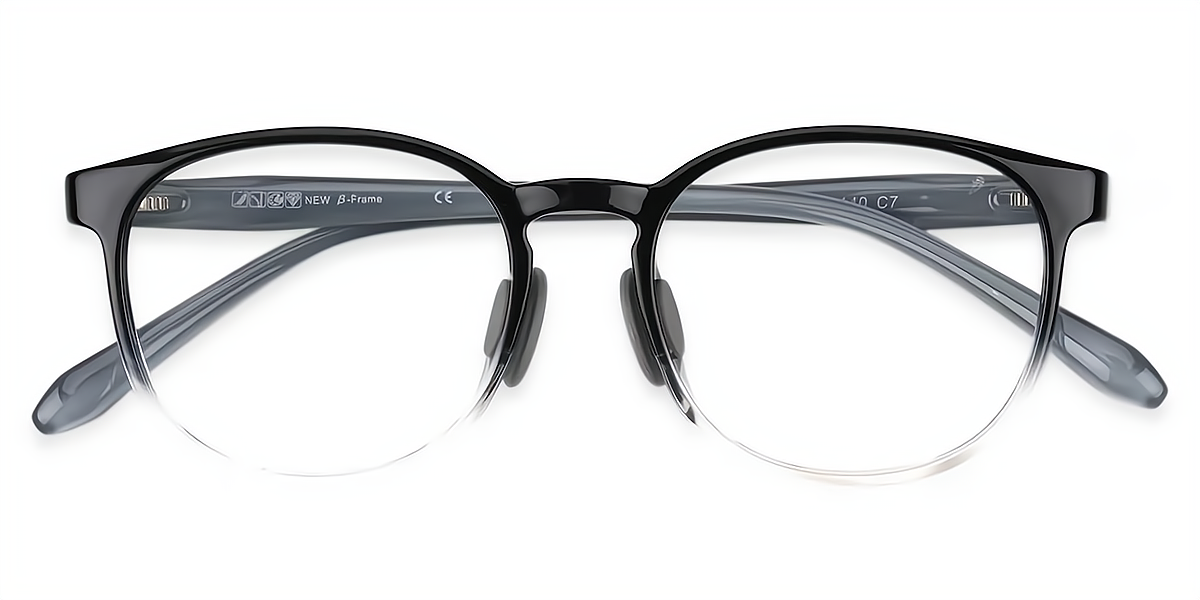 Black-Clear Oval Modish Lightweight TR90 Eyeglasses