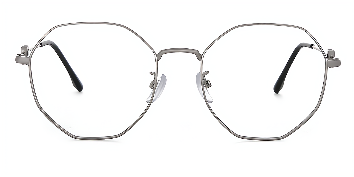 Silver Geometric Modish Metal Eyeglasses