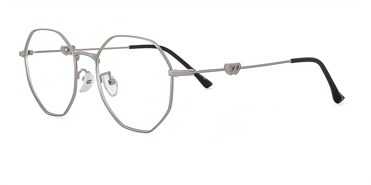 Silver Geometric Modish Metal Eyeglasses