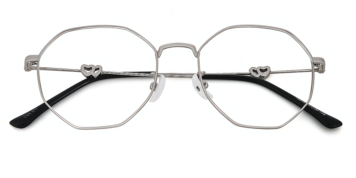 Silver Geometric Modish Metal Eyeglasses