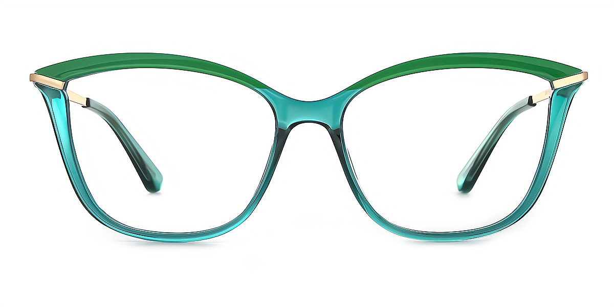 Green Cat Eye Retro Mixed Materials Eyeglasses