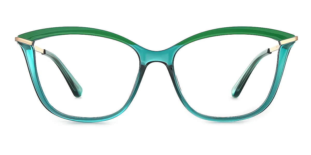 Green Cat Eye Retro Mixed Materials Eyeglasses