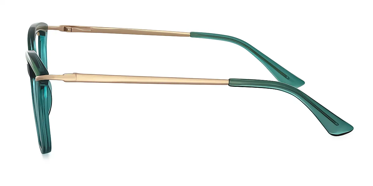 Green Cat Eye Retro Mixed Materials Eyeglasses