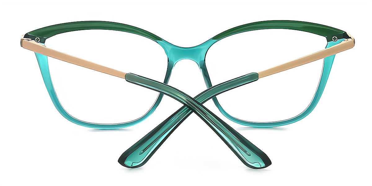 Green Cat Eye Retro Mixed Materials Eyeglasses