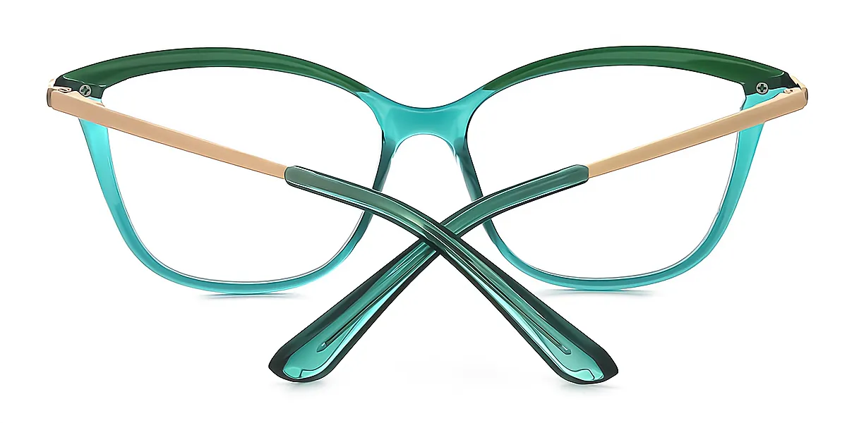 Green Cat Eye Retro Mixed Materials Eyeglasses