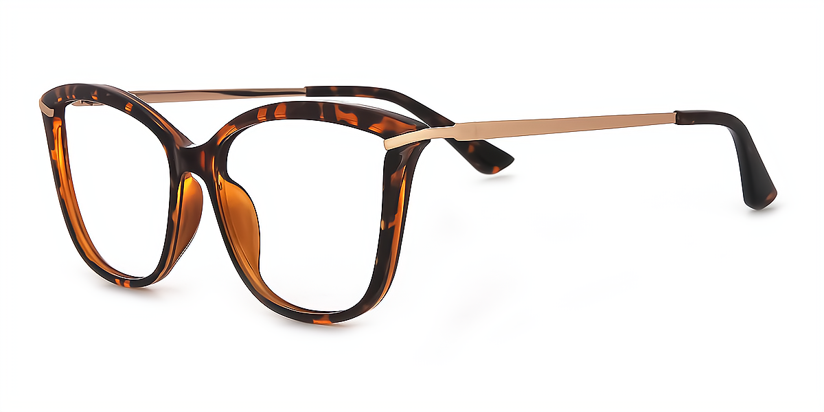 Tortoise Cat Eye Retro Mixed Materials Eyeglasses