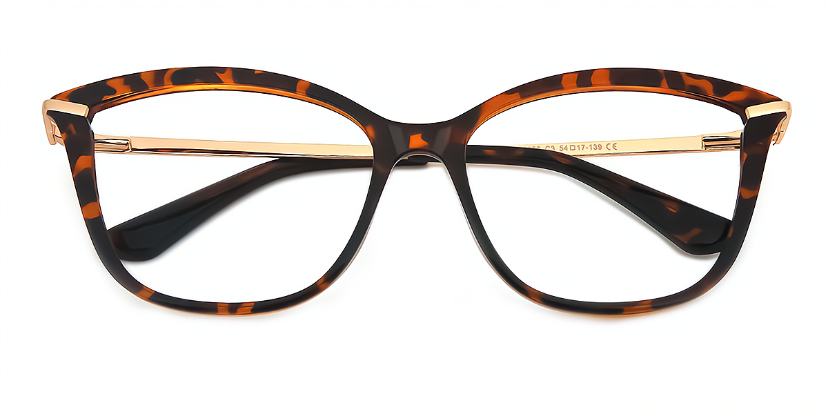 Tortoise Cat Eye Retro Mixed Materials Eyeglasses