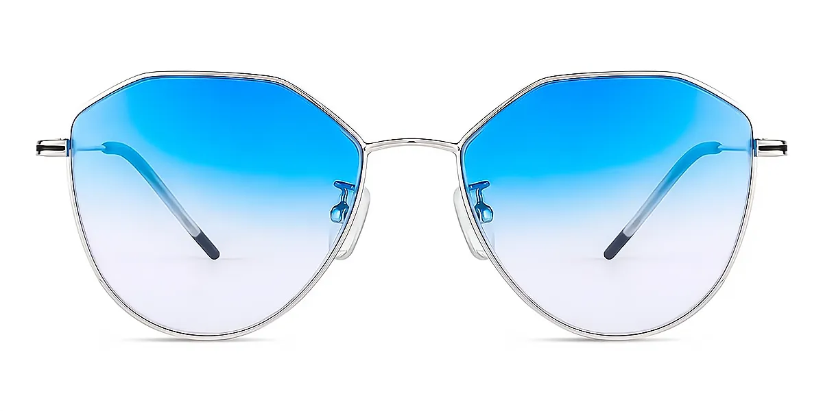 Silver Geometric Elegant Metal Eyeglasses