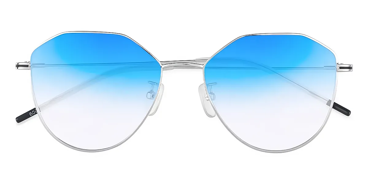 Silver Geometric Elegant Metal Eyeglasses