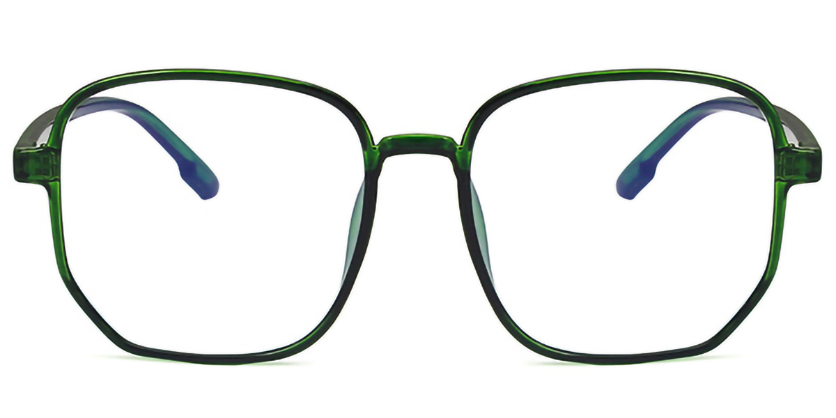 Green Geometric Plastic Eyeglasses