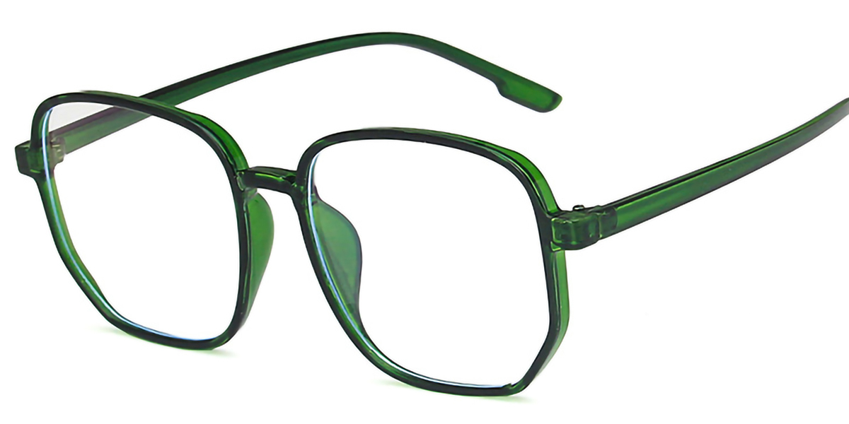 Green Geometric Plastic Eyeglasses