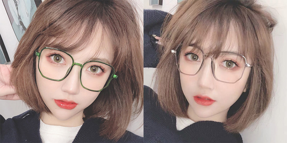 Green Geometric Plastic Eyeglasses