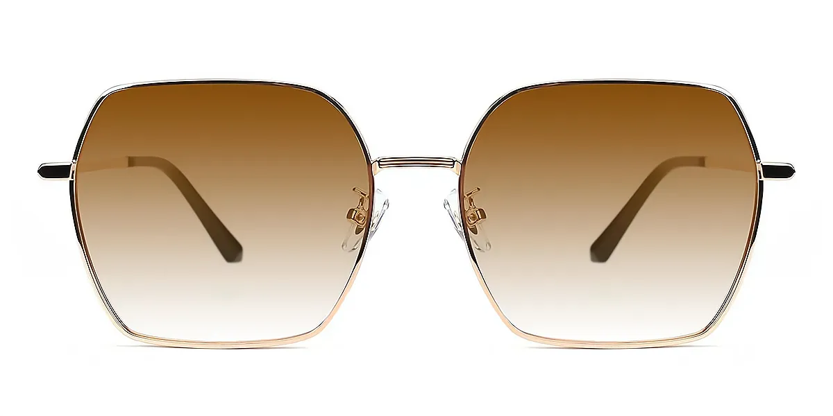 Golden Rectangle Oversized Metal Eyeglasses